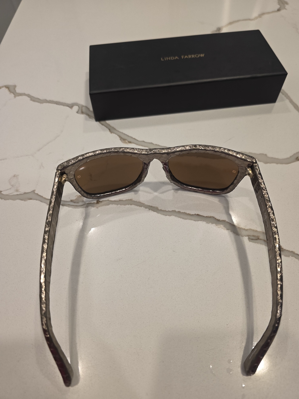 NIB Linda Farrow Gold Sunglasses with case - Picture 3 of 5